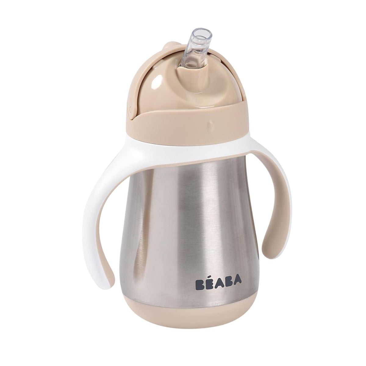 Beaba Stainless Steel Straw Sippy Cup - Oat - Supports Drinking Development