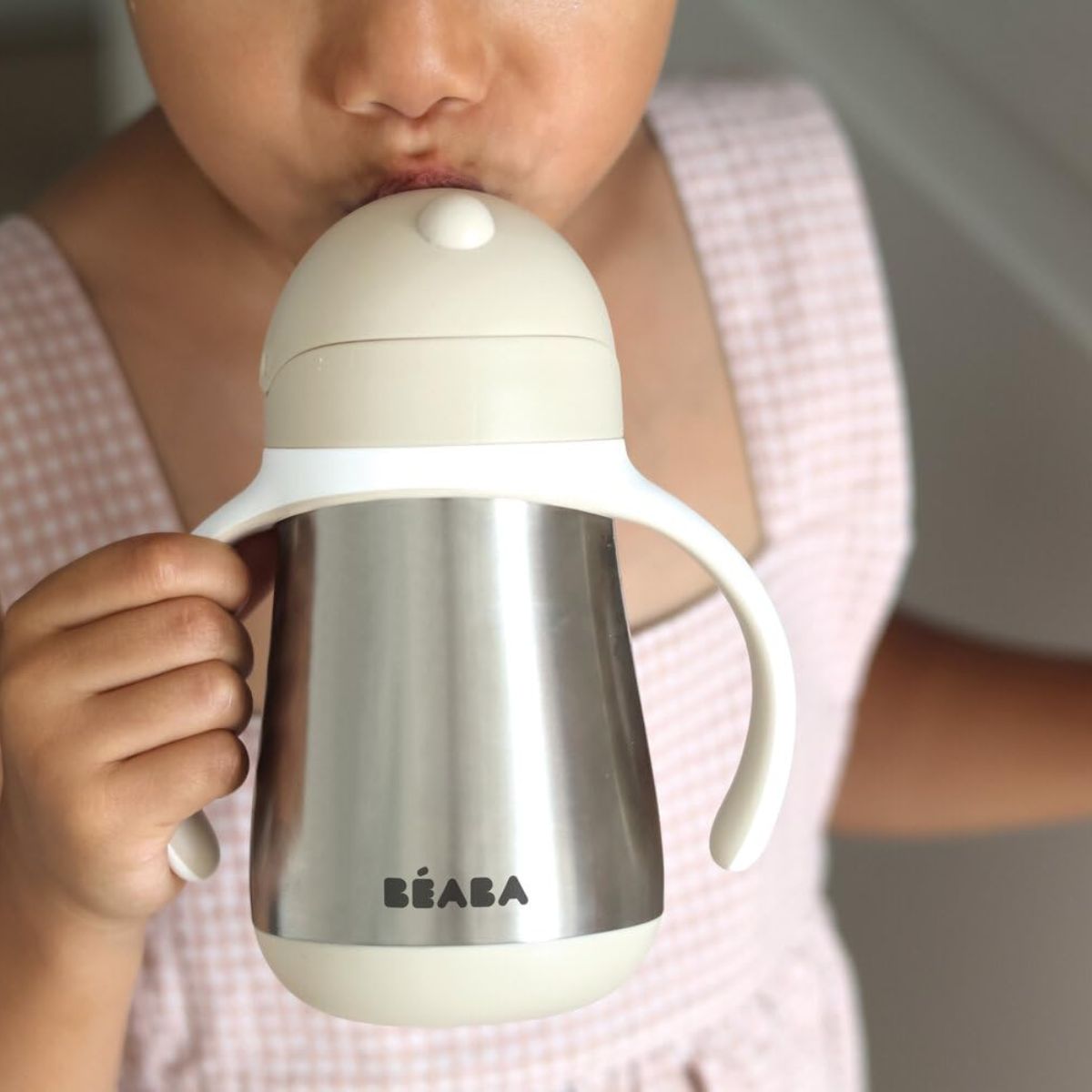 Beaba Stainless Steel Straw Sippy Cup - Oat - Durable and Comfortable Design